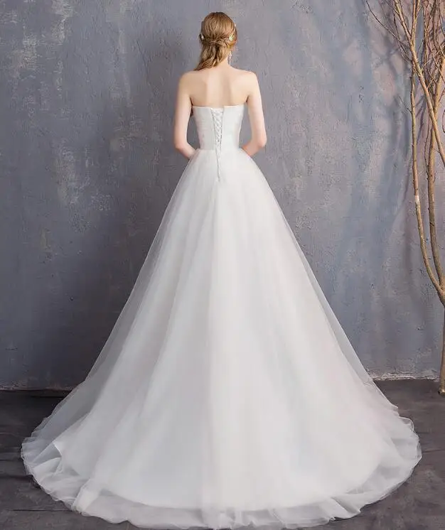 10014 2020 简单薄纱简约公主线婚纱