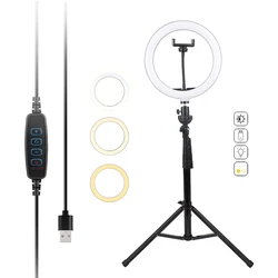 Photography Dimmable selfie mobile smartphone camera kit live stream makeup led ring light with tripod stand