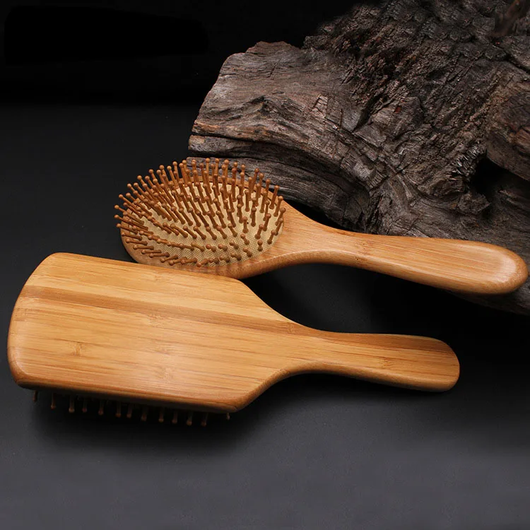 Eco Friendly Natural Wood Detangling Hair Comb Brush Scalp Massage Wooden Bristle Air Cushion