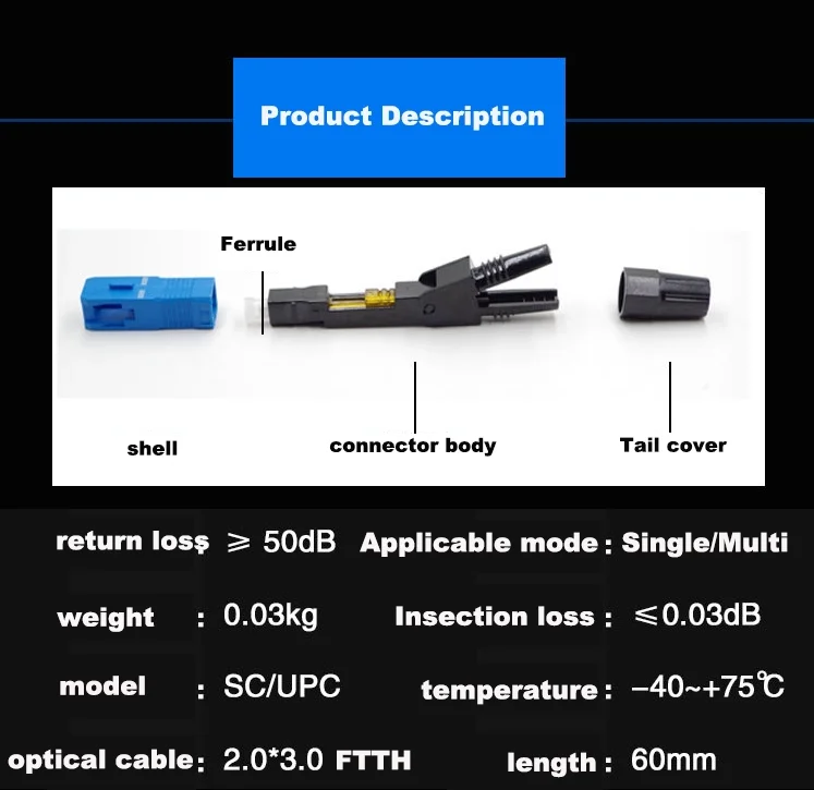 FTTH Single Mode Multi-mode SC UPC AP C de campo fibra Fiber Optic SC FC LC Fast Connector - ANKUX.COM
