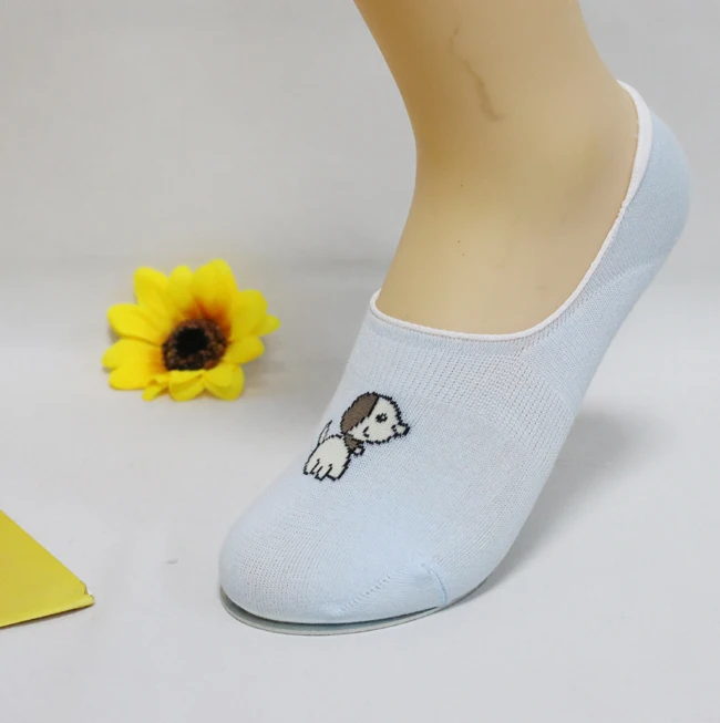 Cartoon Animal Women Cotton Invisible Socks No Show Nonslip Loafer Liner Low Cut Socks