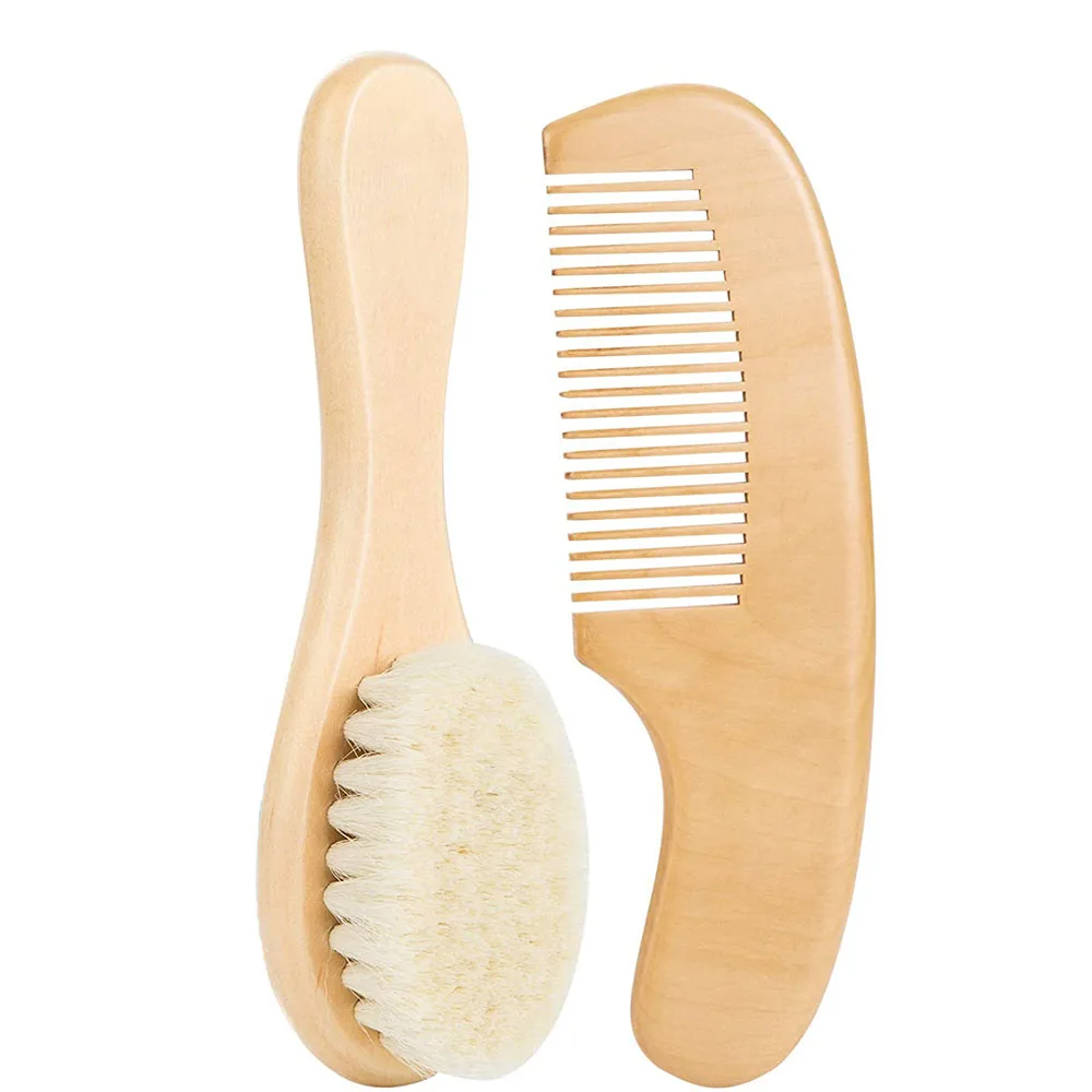 Baby Goat Hair Brush And Comb Set For Newborns & Toddlers Ecofriendly