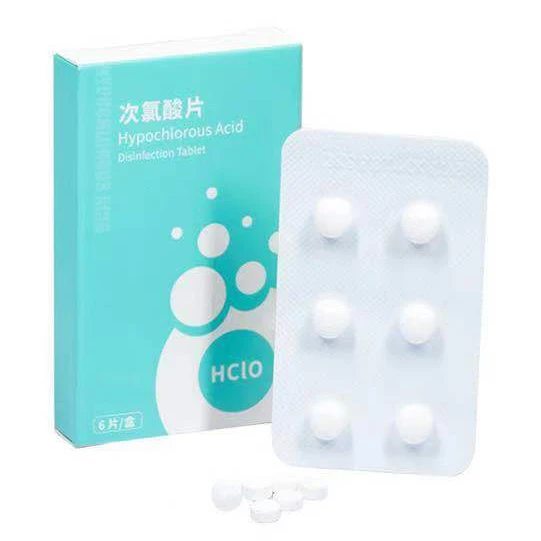
HCLO hypochlorous acid disinfection tablet foil package for hand sanition and disinfection spray can be dilute with 500ml water 