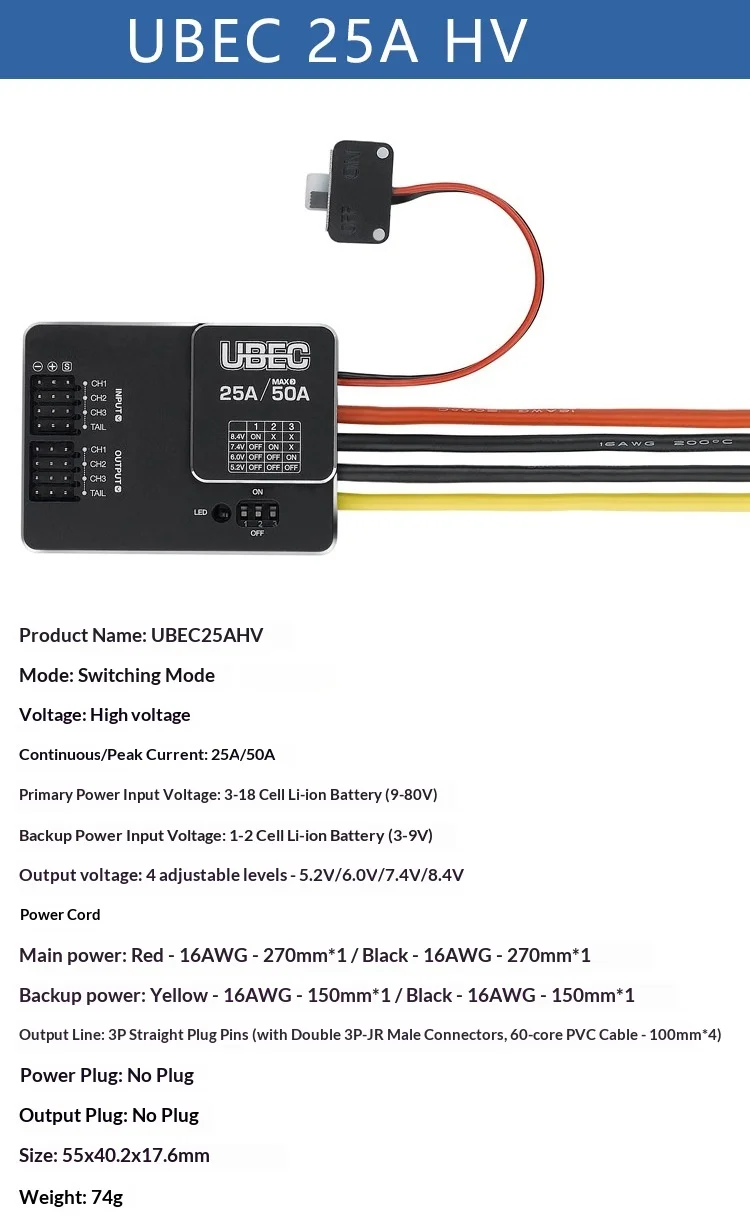 Dubec Power Module HobbyWing UBEC Module 3A 5A 8A 10A 25A Receiver Power Supply External ...