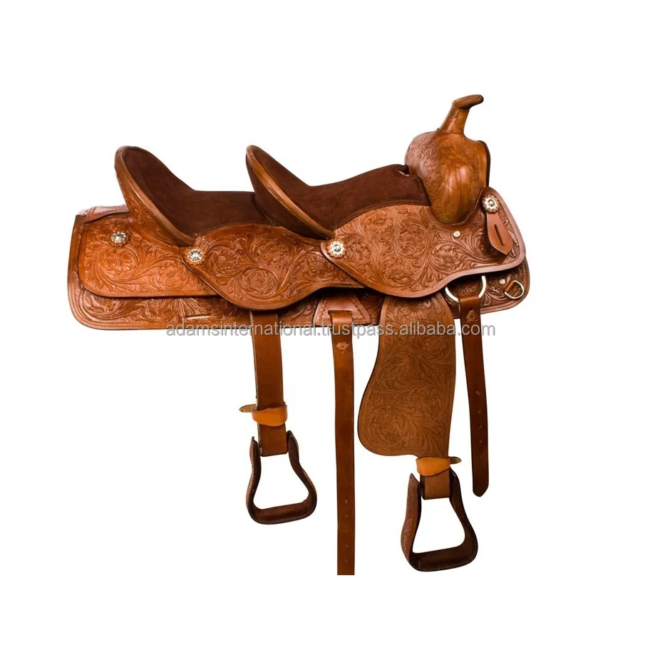 Top Quality Leather Horse Riding Saddles Western Hand Tooled Design