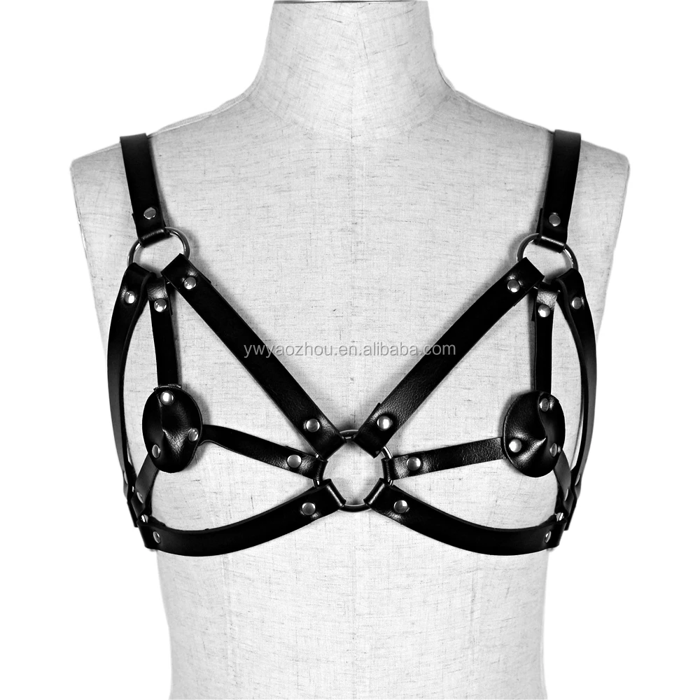 Leather Harness Women Full Body Bondage Bdsm Top Fetish Female Chest