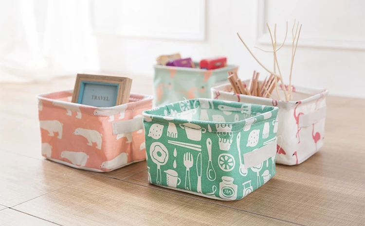 Cotton and linen storage basket sundries toys storage fabric desktop cosmetics storage box