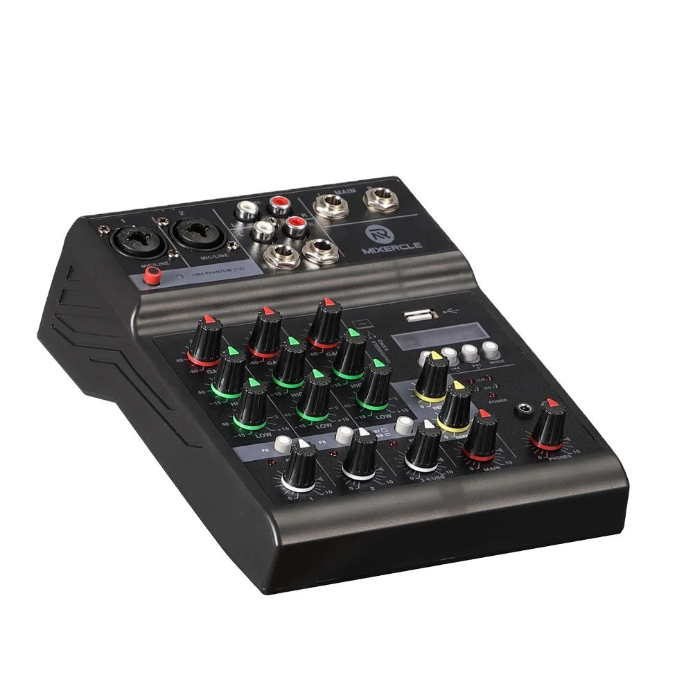 
2020 Newest Mini 4 Channel Professional Digital Audio Mixer Console With Bluetooth USB Sound Card dj 