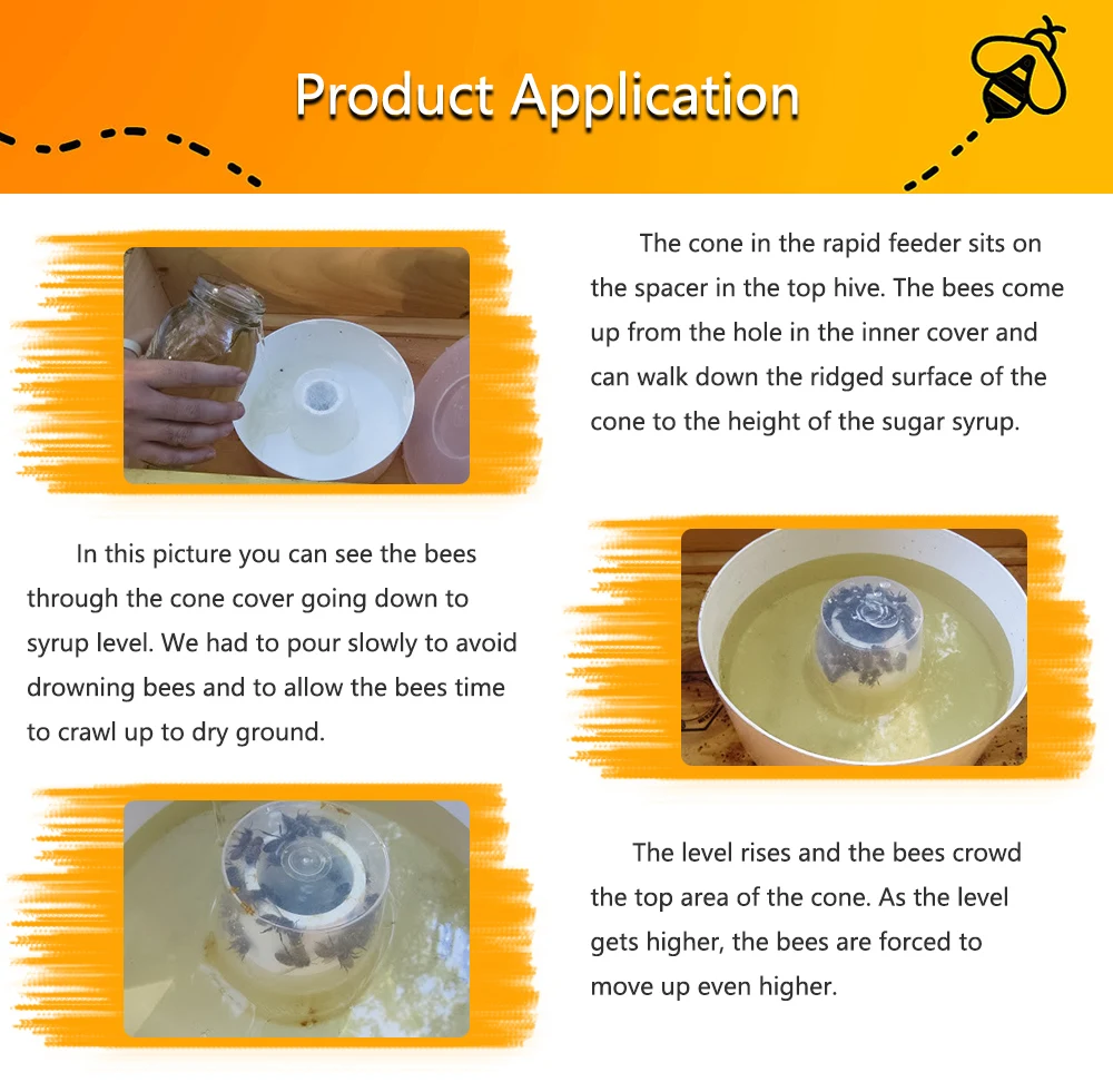 Rapid Top Hive Round Plastic Bee Feeder Beekeeping Feeding Apiculture