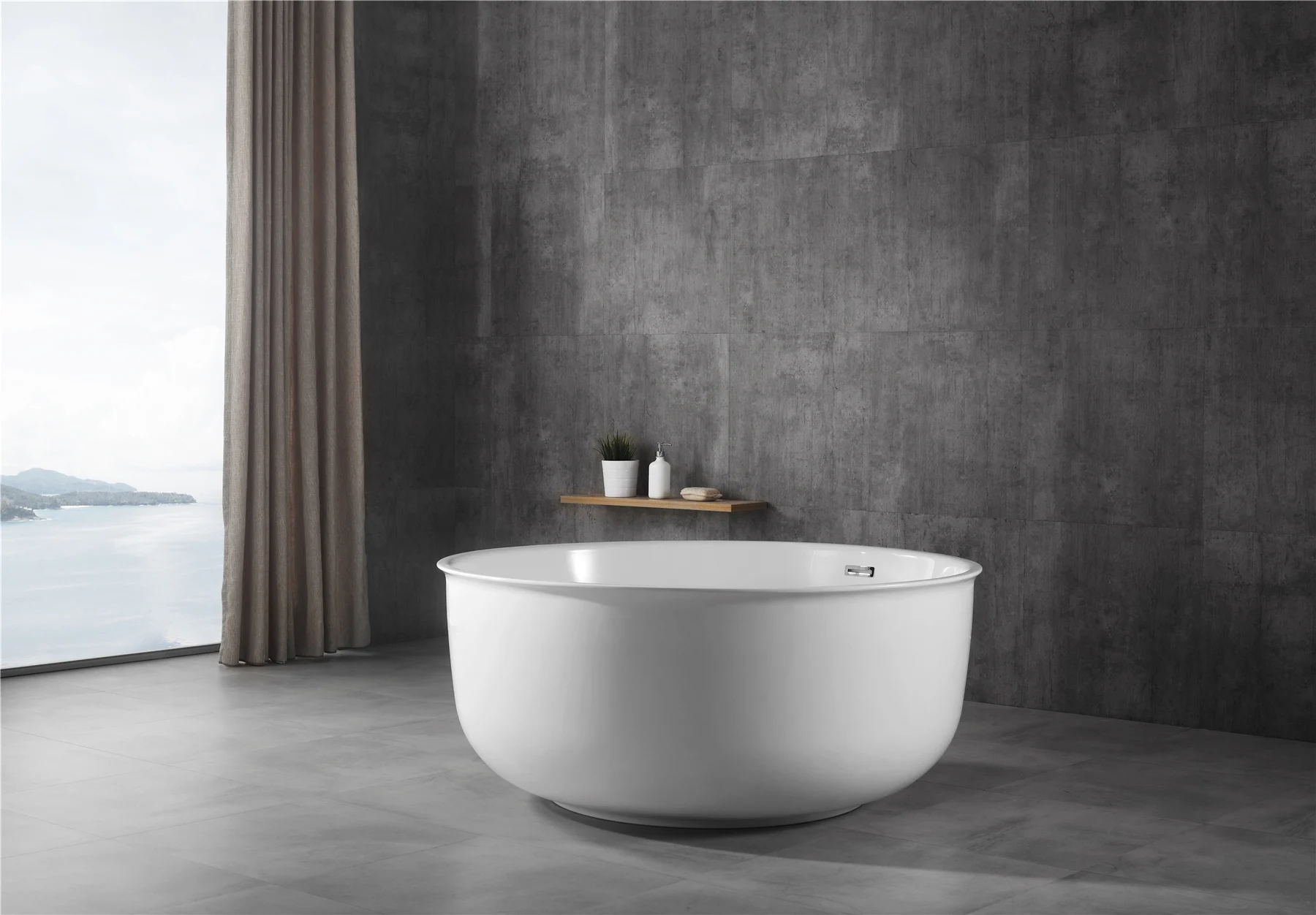 Quality Round Shape Soaking White Acrylic Freestanding Bowl Bathtub