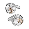 SAVOYSHI Mechanical Watch Movement Cufflinks for Mens Shirt Cuff button High Quality Silver Round Cuff link Brand Jewelry Design