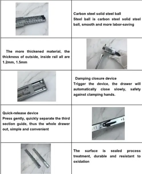 Soft close silent concealed commercial china drawer slides
