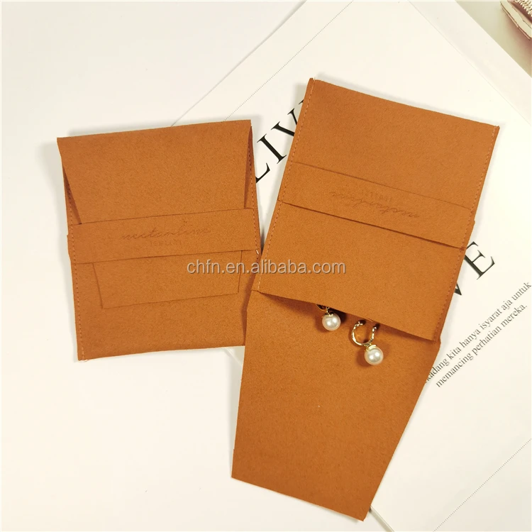Customize Microfiber Fabric Envelop Small Luxury Jewelry Packaging Pouch Microfiber Bag With Enbossed