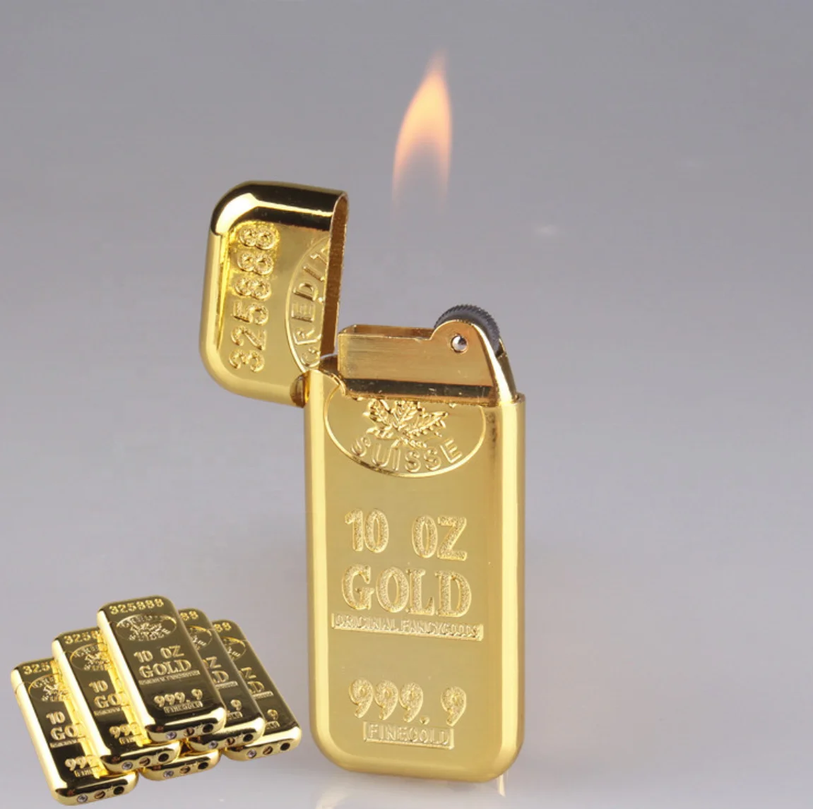 Debang Top Sale Creative Lighter Customizable Gold Bar Lighter Butane