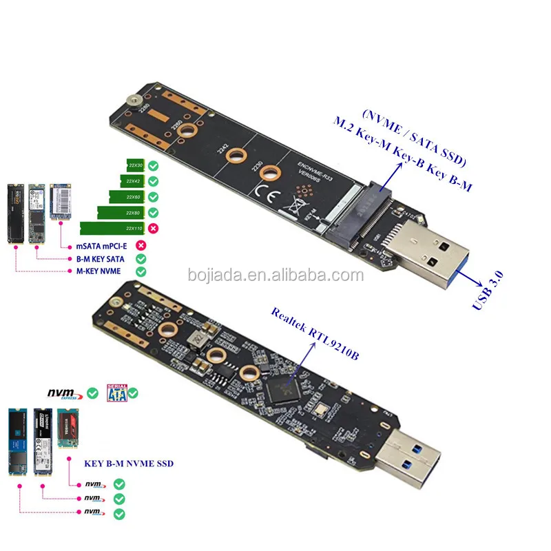 Wholesale M.2 NGFF Key-M Key-B NVME SATA SSD Adapter to USB 3.0 Riser Card Brand M2 SSD From m.alibaba.com