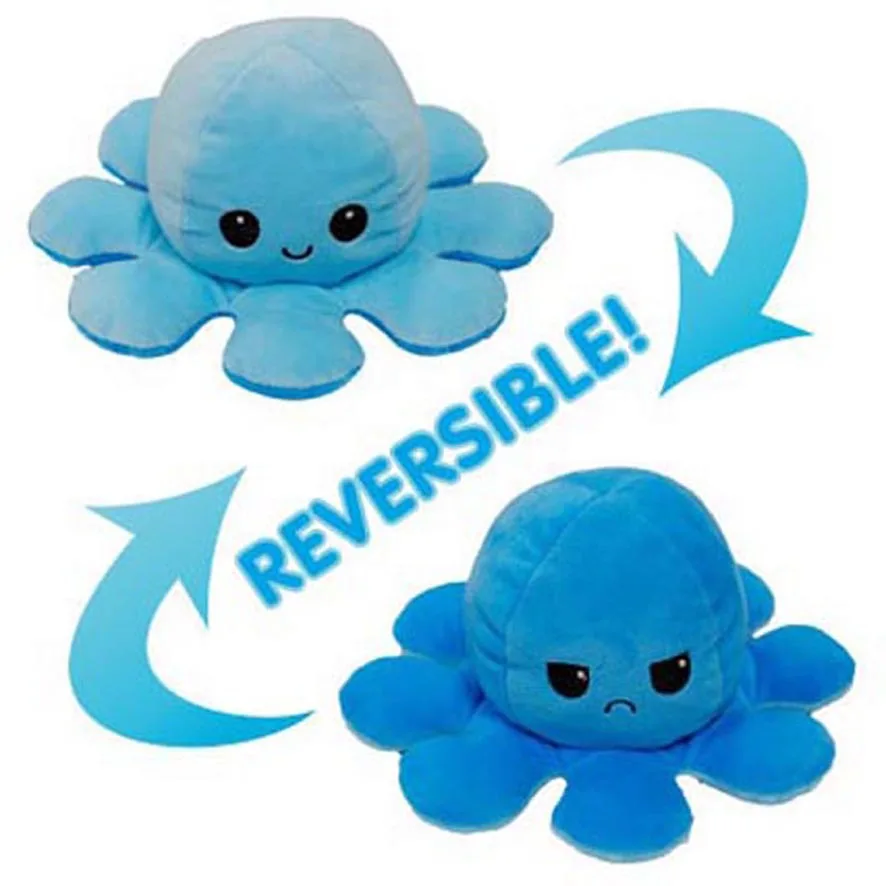 Cute Stuffed Animal Flip Plush Octopus Toy With Light Soft Peluche De