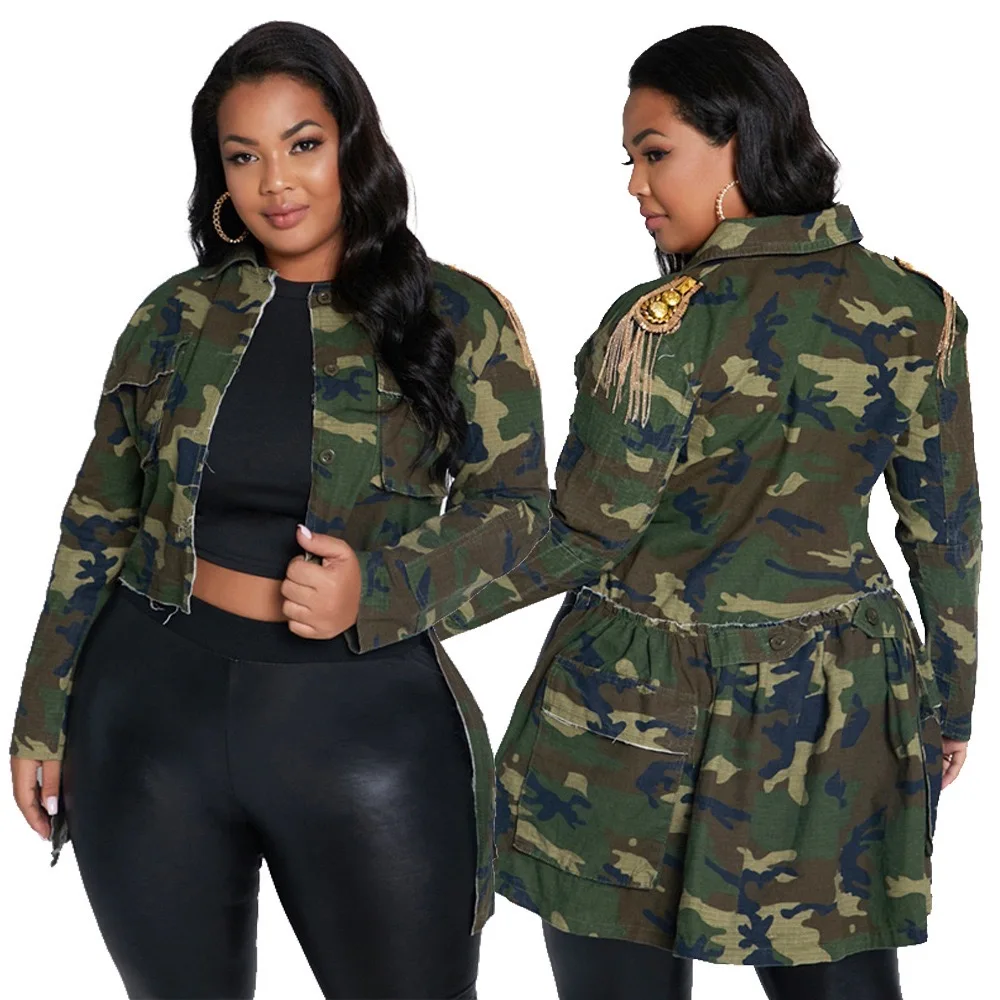 Fall New Design Hot Selling Plus Size Jackets Fashion Camouflage Denim ...