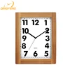 Factory sale 16 inch modern wood art living room kitchen square rectangular wooden wall clock for home decorative