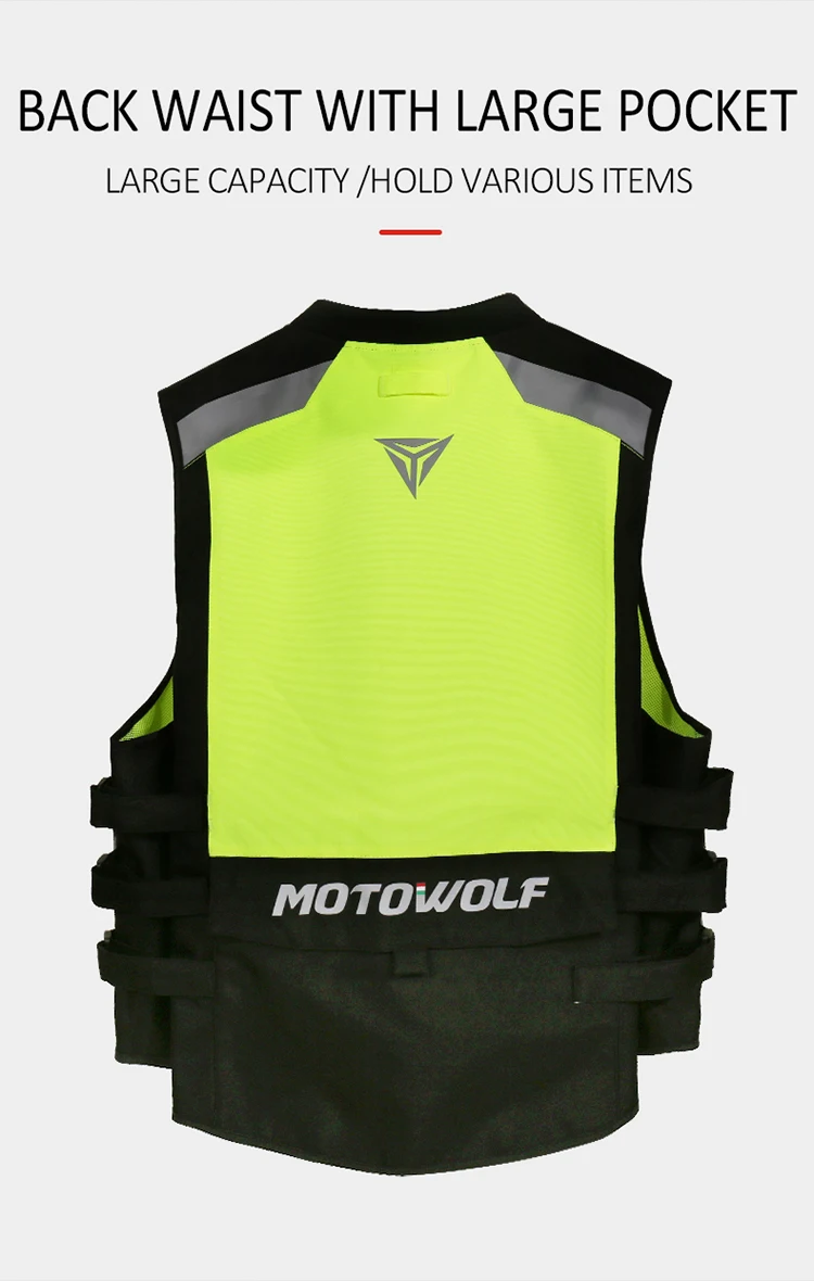 Motowolf Chinese Airbag Motos With CE Protective Reflective Leather Vest Motorcycle