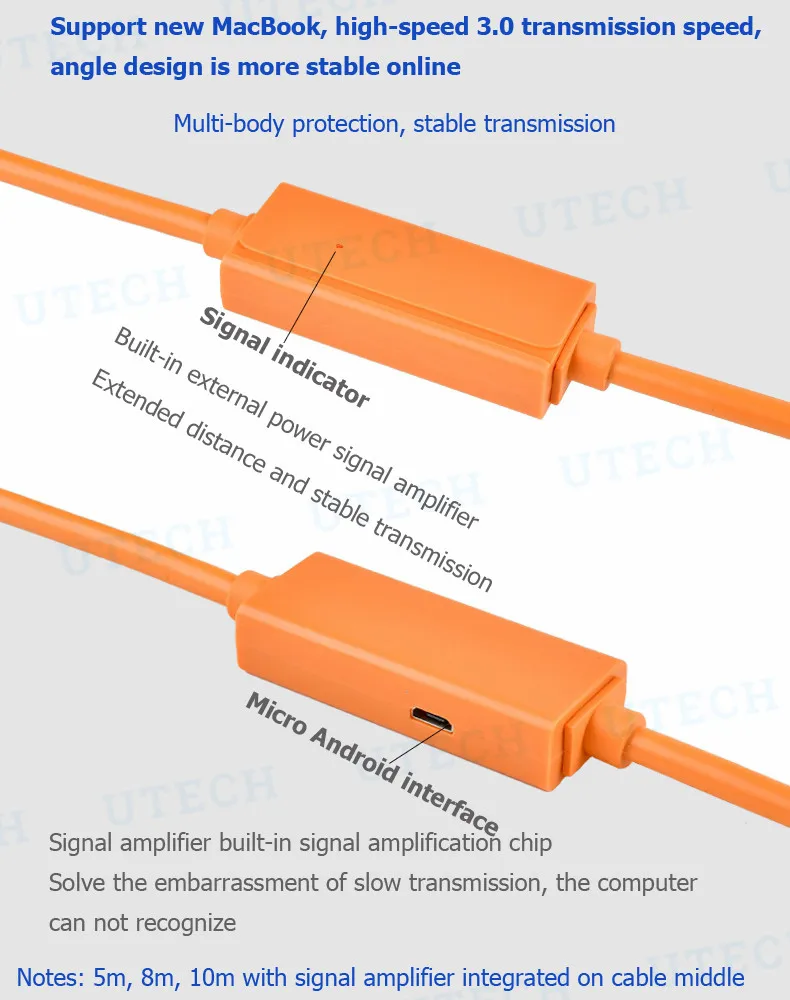 10m Usbc To 3.0 Microb Right Angle Active Repeater Extension Cable