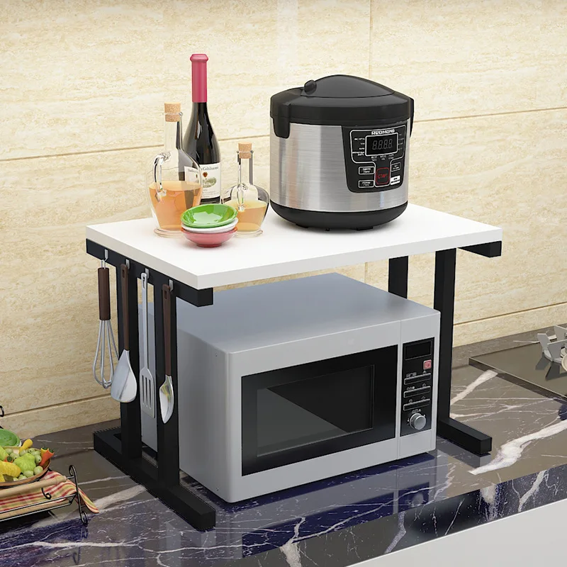 2 Tier Kitchen Metal Black Desktop Storage Holder Adjustable Stand