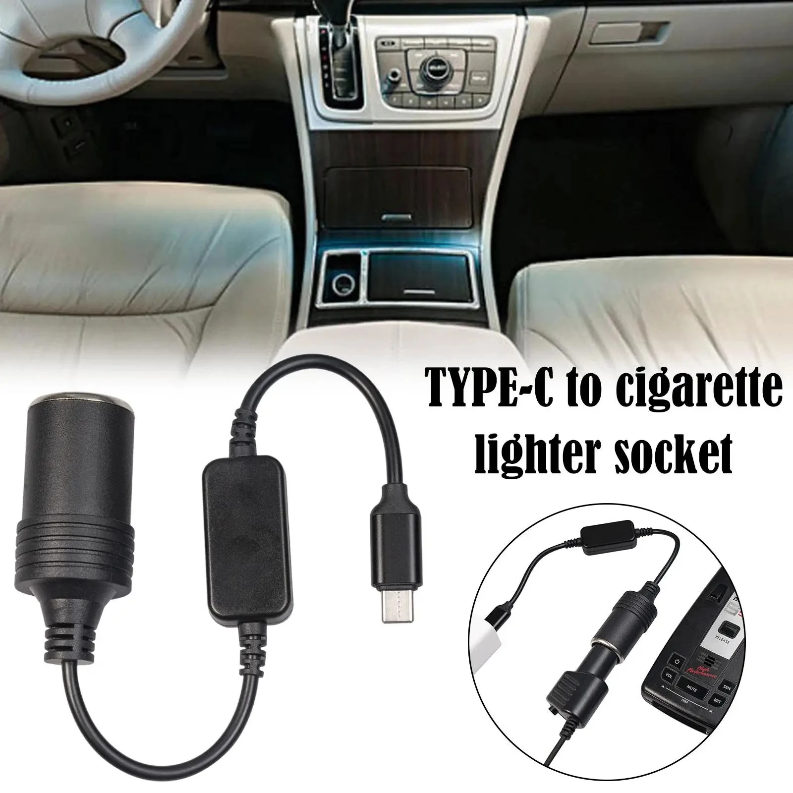 Usb C Type C To 12v Car Cigarette Lighter Socket Female Converter ...