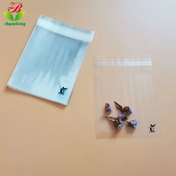 Customize Plastic Poly Hanging Heat Seal Cellophane Bag Pla Compostable