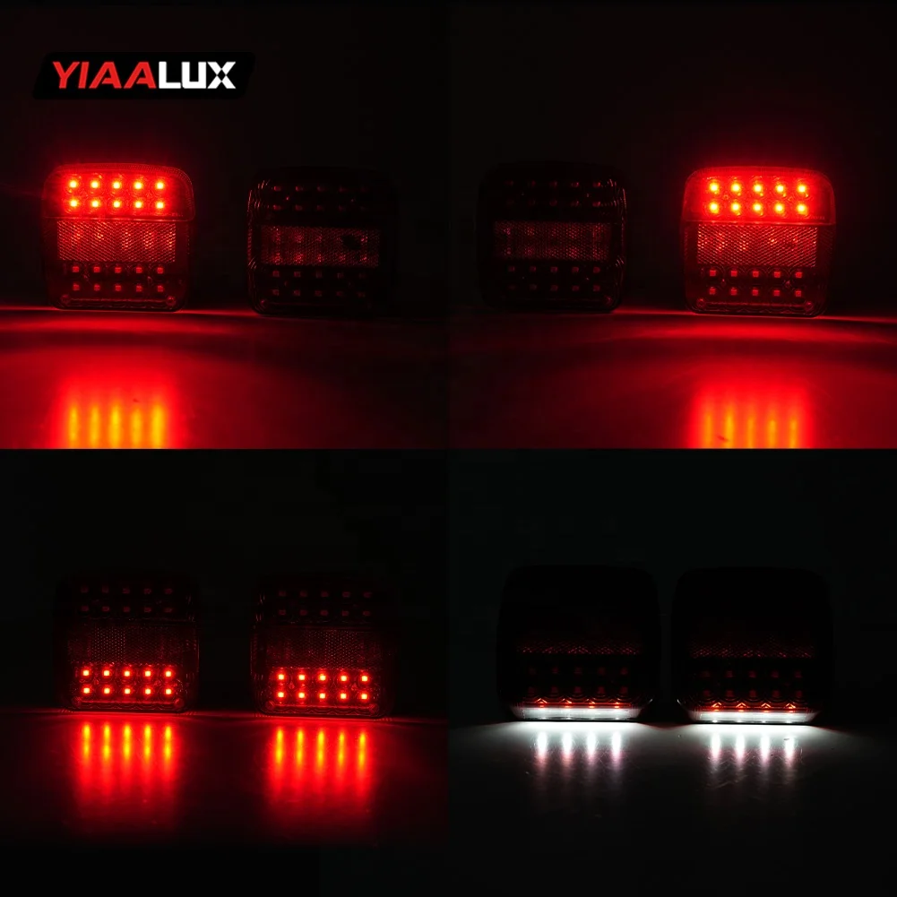 product dc 12v 24 volts universal 20 leds square amber red wireless trailer truck lights rechargeable led magnetic truck led tail lights-14