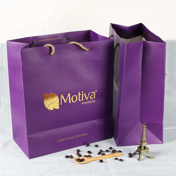 Factory wholesale top quality custom logo gift paper shopping bag with handle