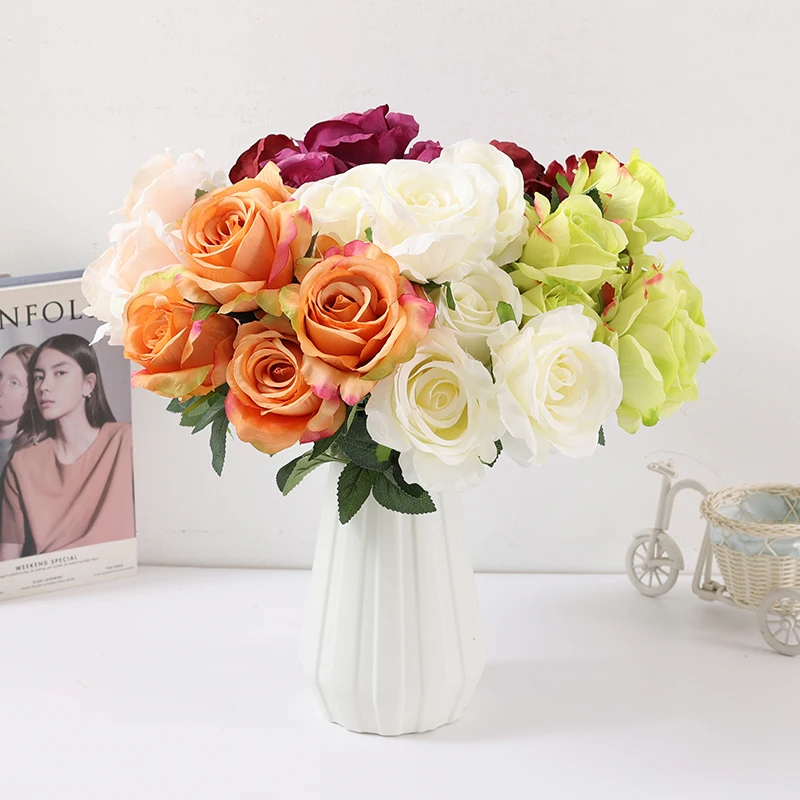 Artificial 7headed Rose Home Garden Decoration Plants Wholesale