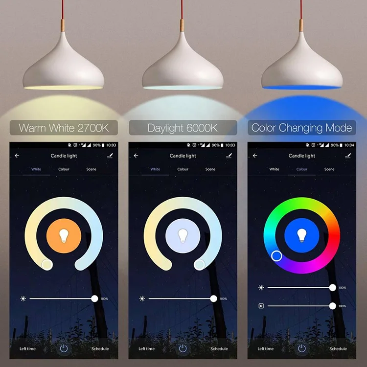 Google Home Alexa Tuya E14 WIFI LED Candle Blub Lights C37 RGB Dimmable Smart Bulbs Phone Control CCT Adjustable LED Light