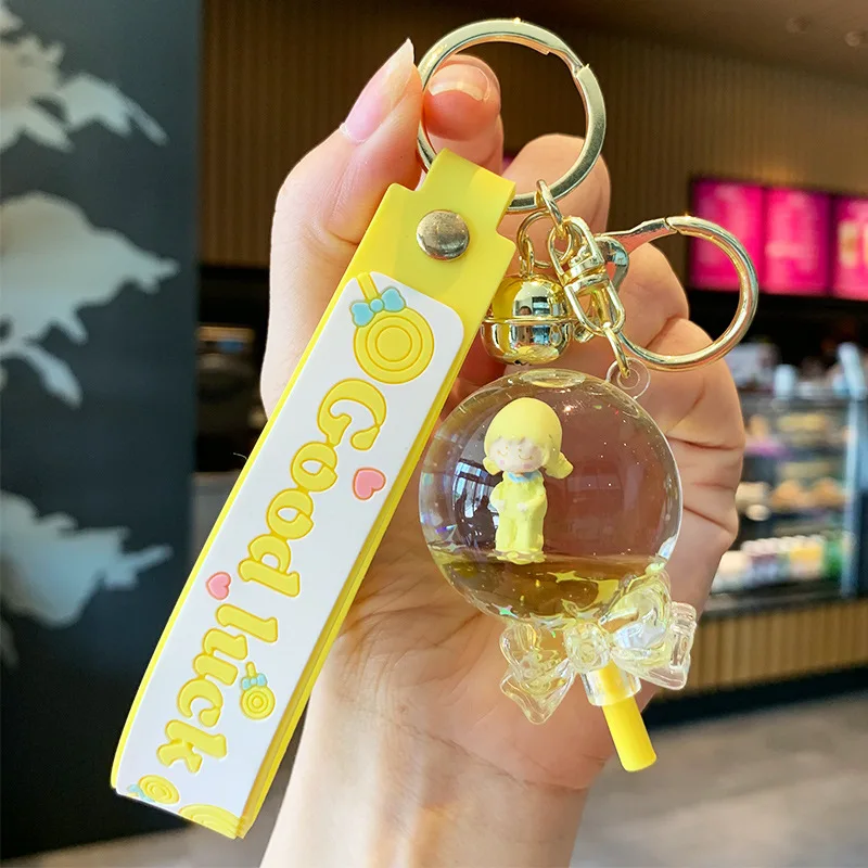 Cute Cartoon Oil Lollipop Acrylic Keychain – Adorable Quicksand
