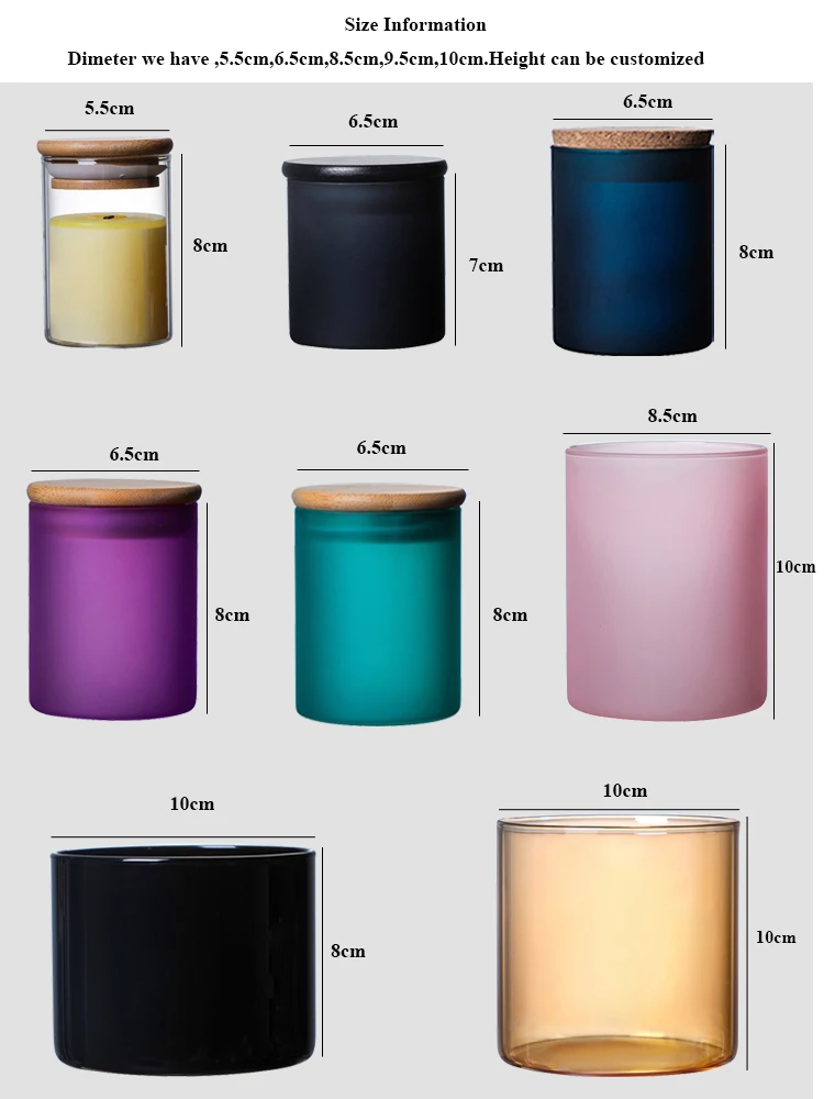 Custom Colorful Glass Candle Container Jar 6oz 8oz 10oz Black Glass ...