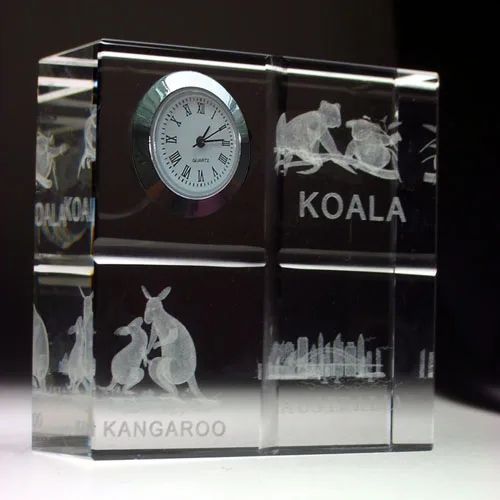 Customized promotion gifts crystal clocks with 3D laser engraving manufacture