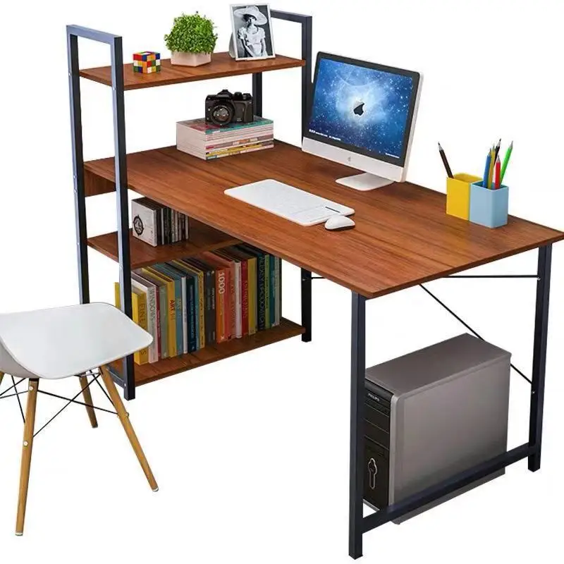 2020 Steel Wood Integrated Desktop Computer Desk For Student With Bookshelf