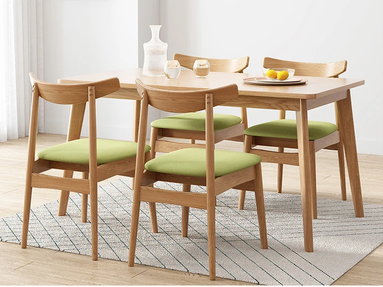 product-Hot Sales Solid Oak Wood Home Furniture Modern Natural Rectangular Dinning Set Table Designs-1