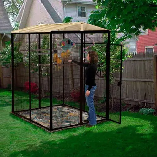 Double Safety Door Heavy Duty Black Bird Cages Large Aviary Outdoor