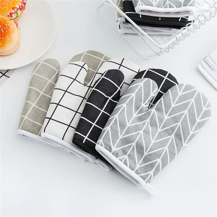 Heat Resistant Kitchen Microwave Oven Gloves Cotton For Baking Cooking Grilling Bbq