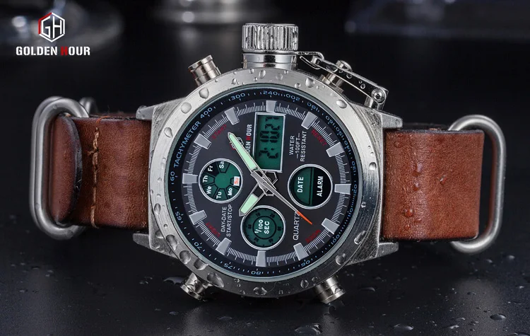 Mens Watches Top Brand Luxury Waterproof 24 hour Date Quartz Watch Man Leather Sport Wrist Watch Men Waterproof Clock