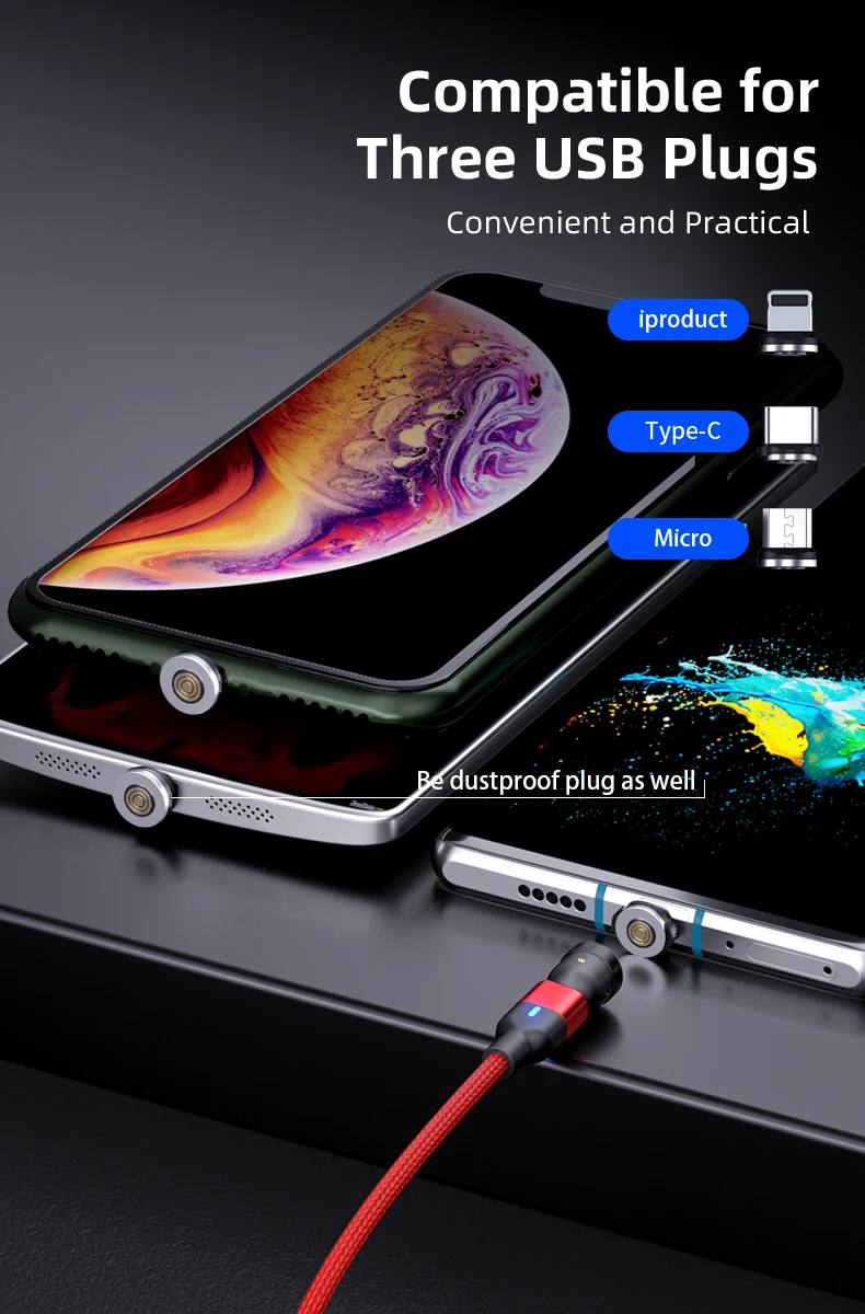 New design 5pin CE ROHS FC Approved Magnetic Mobile Phone Charger Cable 3A Cell Phone Charging Magnetic USB Cable - ANKUX.COM