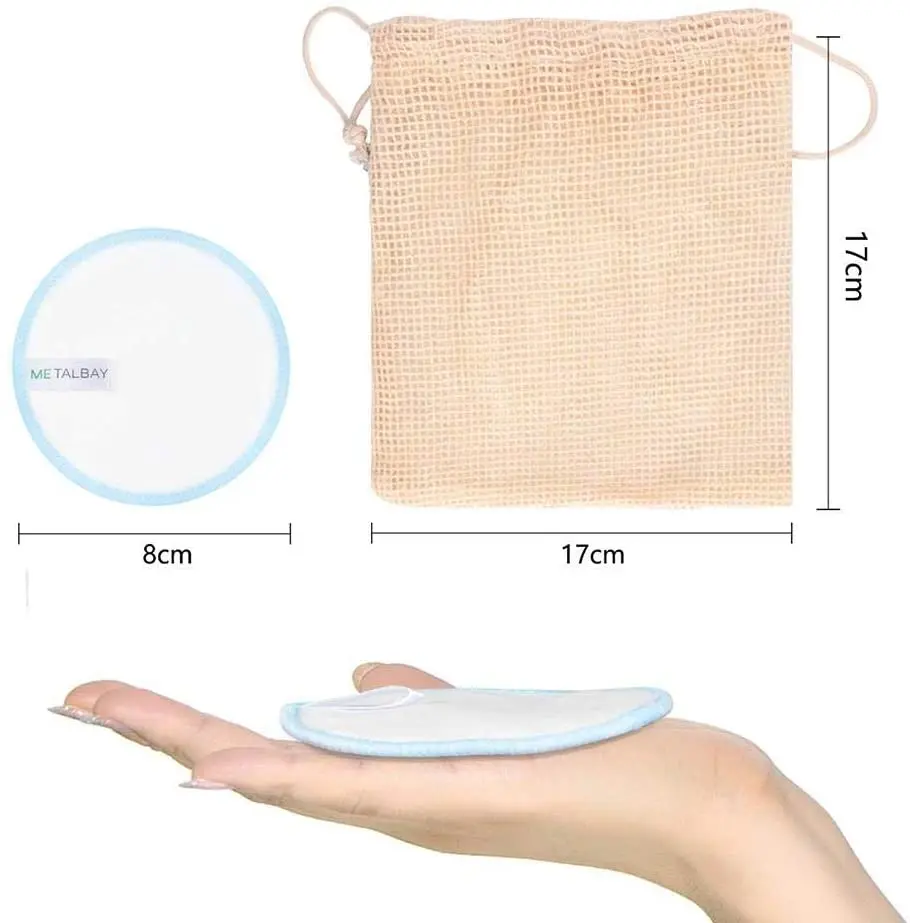 Amazon Hot Sell Bamboo Cotton Face Reusable Make Up Remover Pads Washable Makeup Remover Cotton