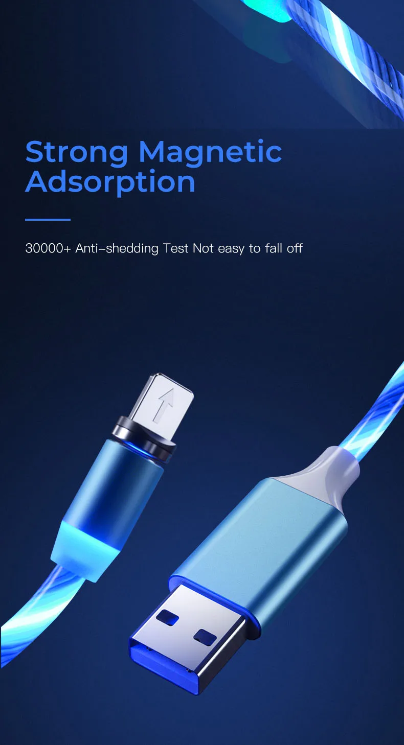3 in 1 Mobile Phone Upgrade 2.4A Led Flowing Light Multi Magnetic Usb Cable - ANKUX.COM