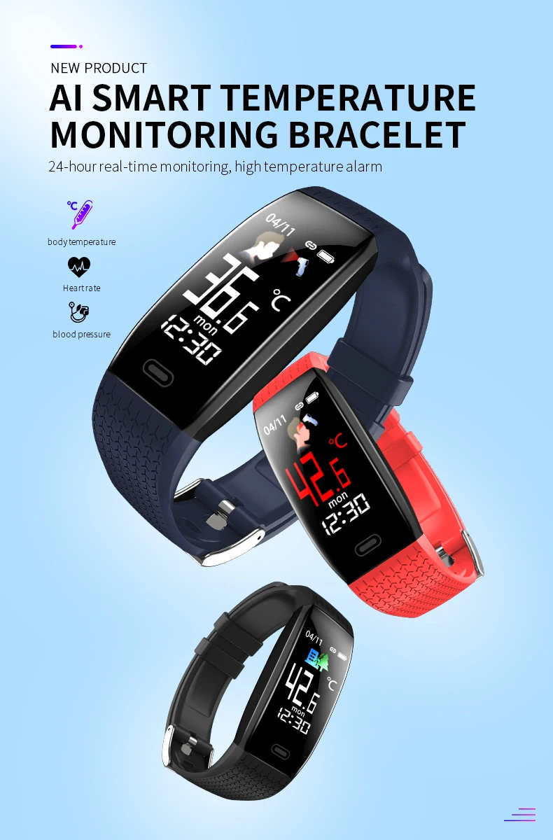 2020 New Product Health Body Temperature Smart Watch T5 Thermometer
