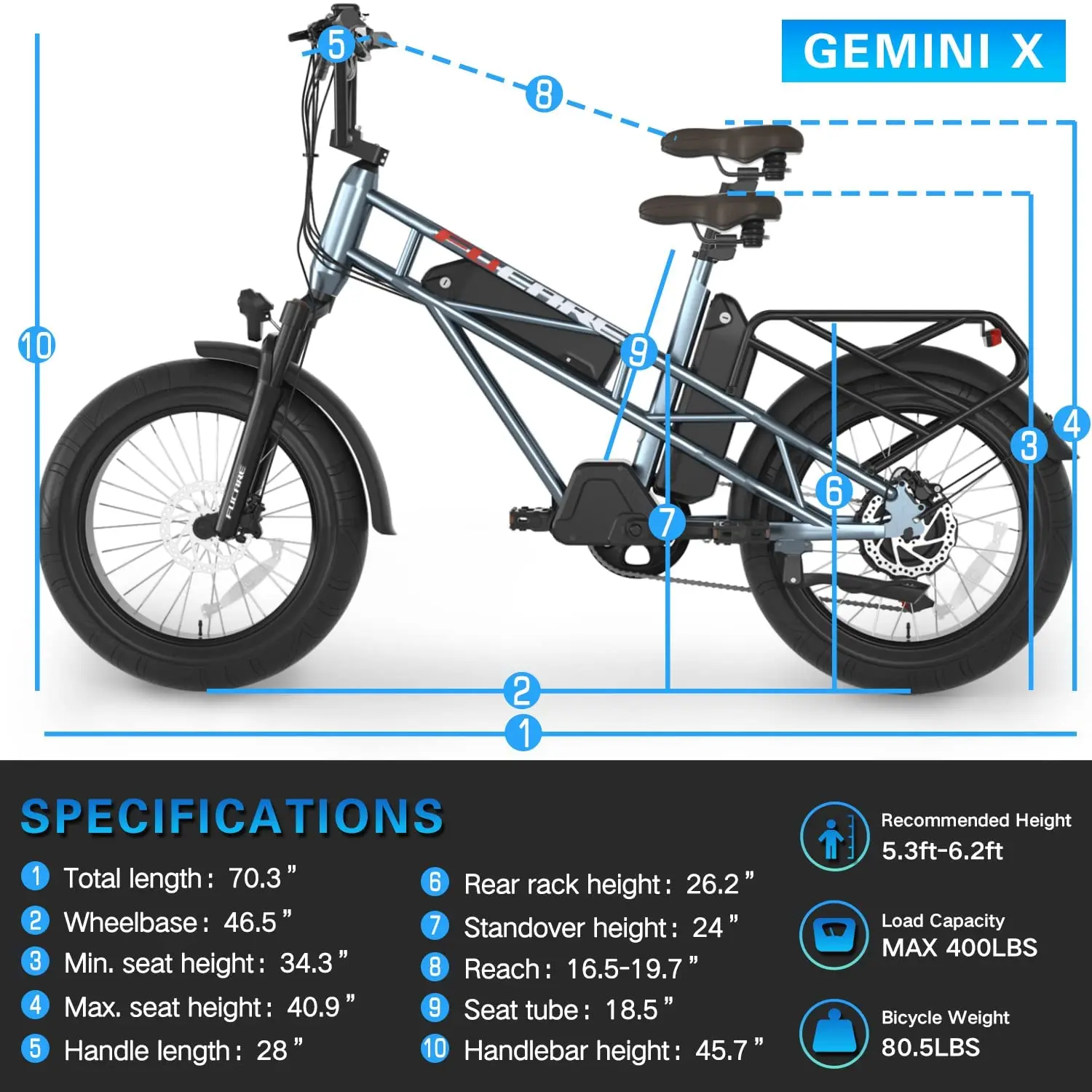 Fucare Geminix 2023 New Double Battery Electric Bicycle 250w36v Multi