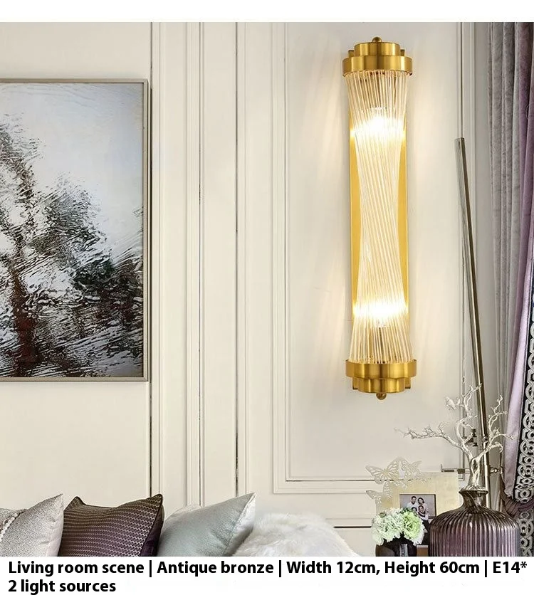 product european style luxury led wall lamp modern glass body with iron and brass for indoor home or hotel decoration-0
