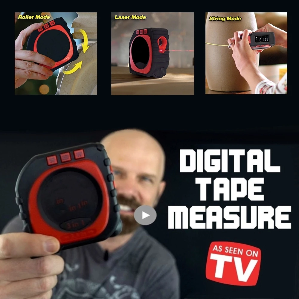 2020 Digital Tape Measure Measure King 3-in-1 LED Digital Display Laser Tape Measure As seen On Tv