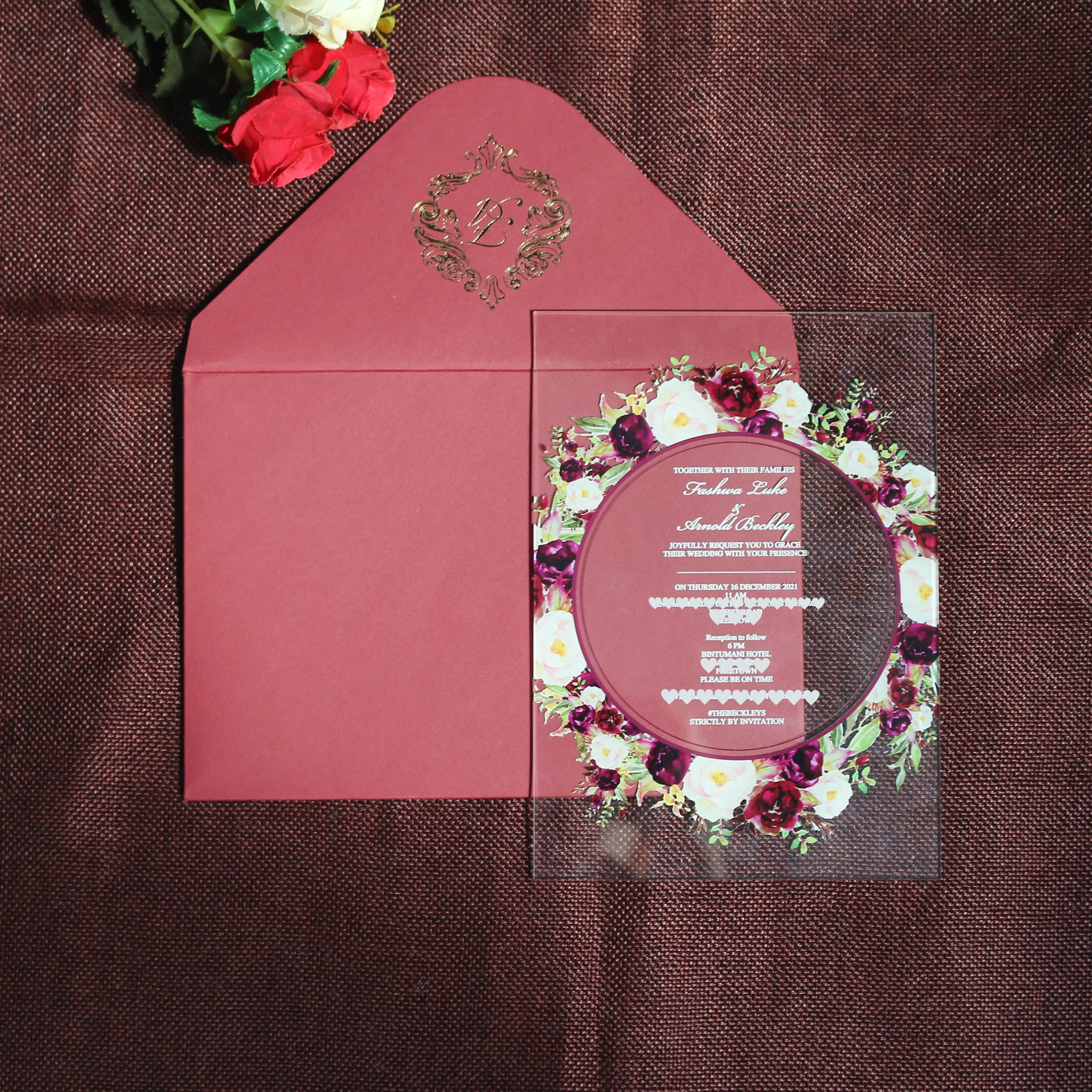 Customized Unique Water Color Style Transparent Acrylic Wedding