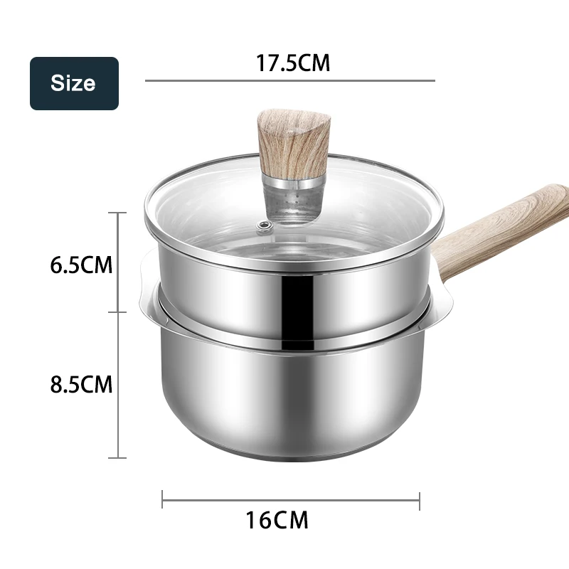 Hot Selling 304 Stainless Steel Milk Boiling Pot Kitchenware Steamer ...