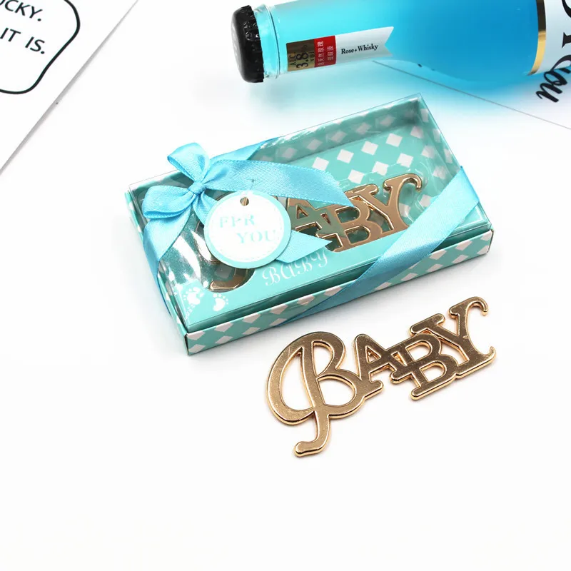 Ywbeyond New Baby Baptism Gift Gold Baby Bottle Opener In Gift Box Newborn Christening Party Guests Giveaways Souvenirs