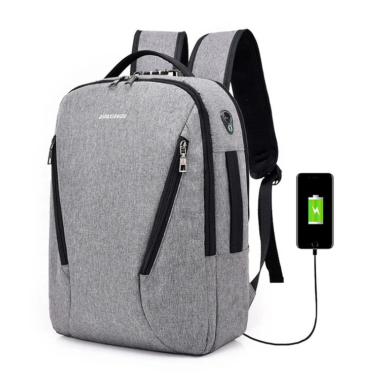 New anti-theft code lock computer backpack charging usb backpack waterproof male casual business computer bag